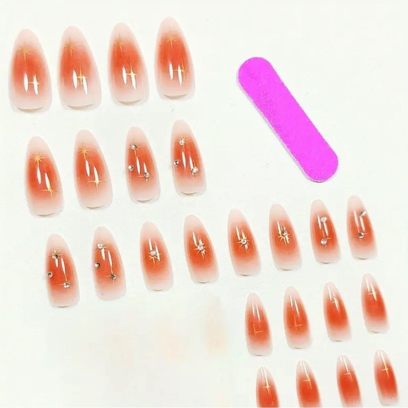 ✨24pcs-Orange Gradient Press-On Nails✨ So easy to put on - Picture 5 of 6